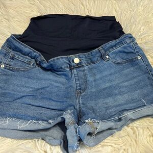 Time and Tru High Waist Blue Denim Shorts Maternity